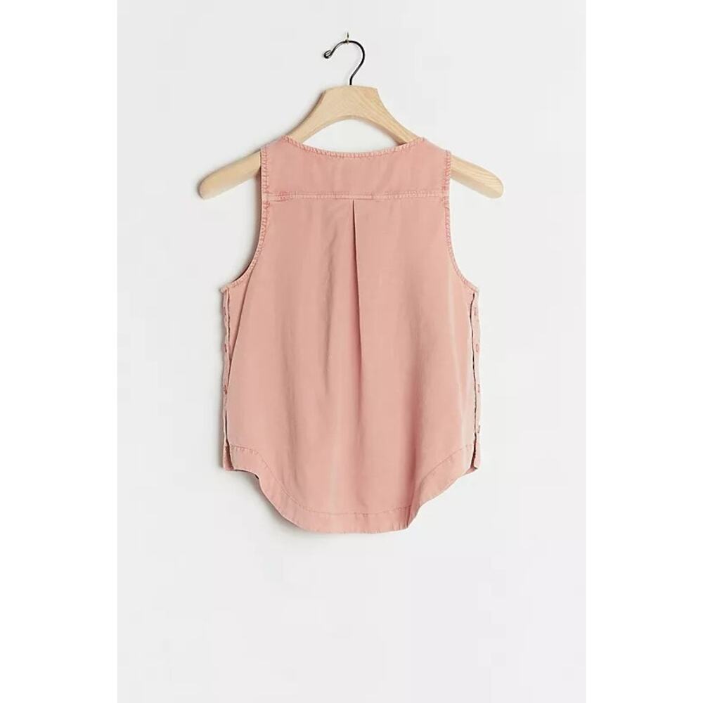 Anthropologie Cloth & Stone Tank Top Size Large Pink Scoop Sleeveless Side Snap - Picture 2 of 10
